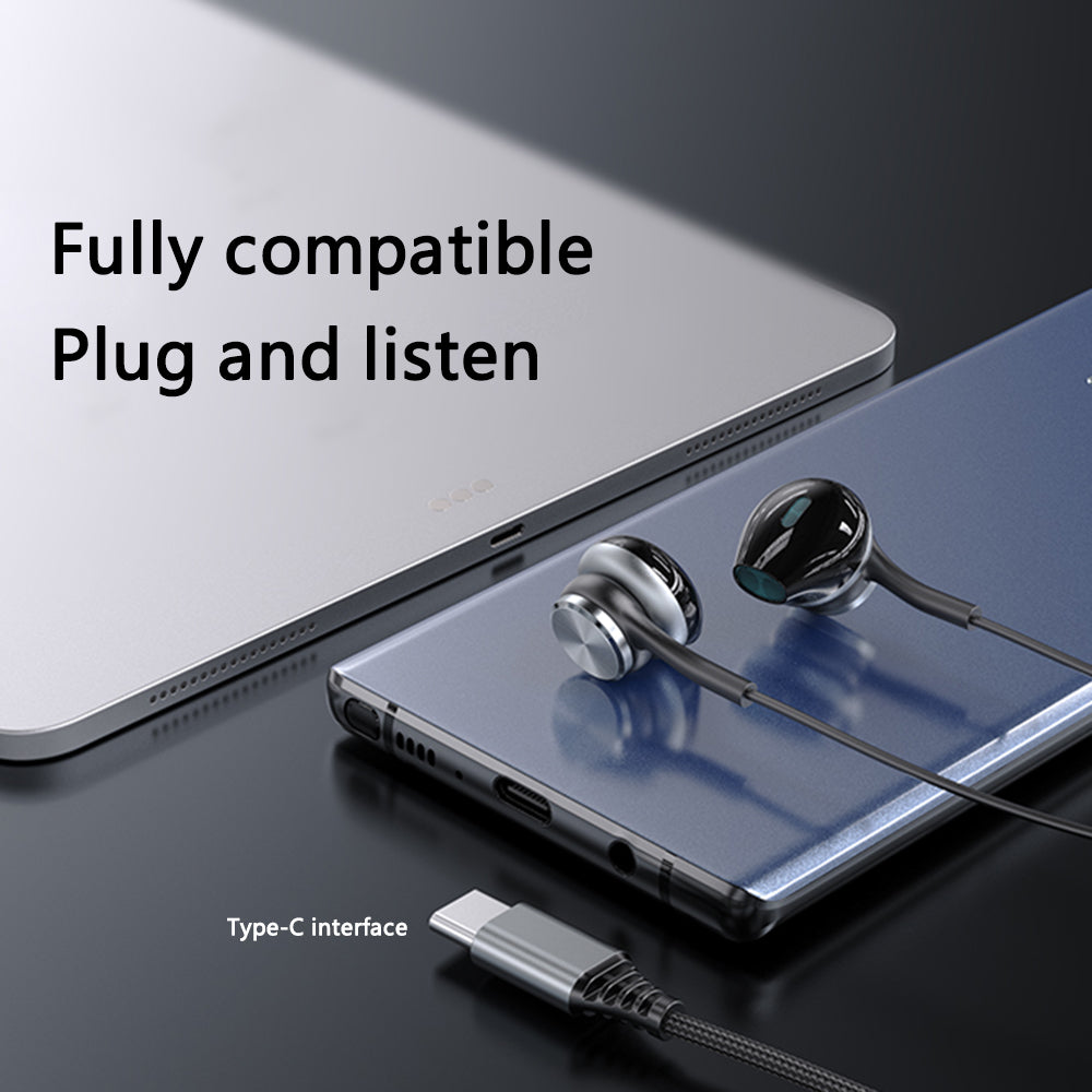 YESIDO YH41 Type-C ledningsført semi-i-ear-øretelefon Wire Control Stereo Musik Telefon Headset YESIDO YH41 Type-C ledningsført semi-i-ear-øretelefon Wire Control Stereo Musik Telefon Headset